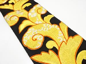 アンティーク　唐草に菊紅葉模様織出し袋帯（着用可）